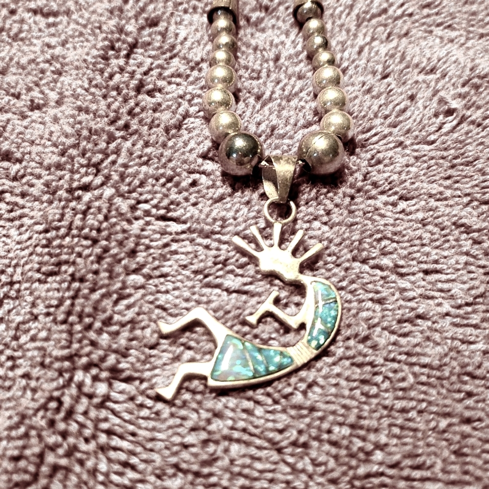Native kokopelli 22" 925 necklace